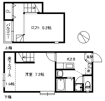 福岡市西区大字周船寺のアパートの間取り