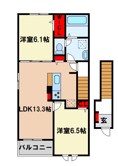 朝倉郡筑前町依井のアパートの間取り