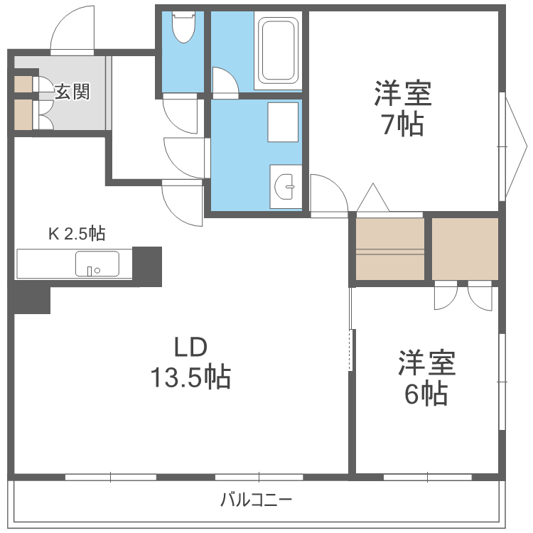 札幌市中央区伏見のマンションの間取り