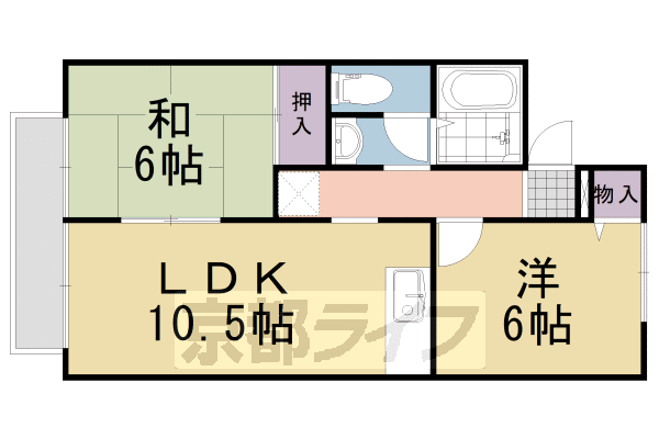 長岡京市粟生のアパートの間取り