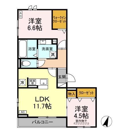 豊橋市牟呂町のアパートの間取り