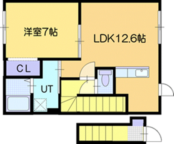 千歳市自由ケ丘のアパートの間取り