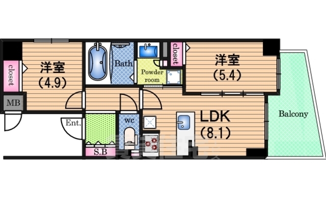 ラシュレエグゼ阿波座の間取り