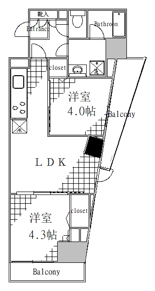 京成押上線 八広駅 徒歩9分 9階建 築6年の間取り写真