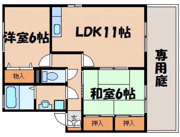 広島市安芸区中野東のアパートの間取り