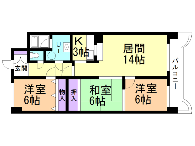 函館市駒場町のマンションの間取り