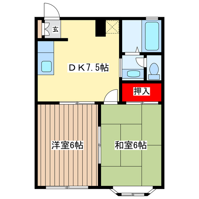 塩谷郡高根沢町宝石台のアパートの間取り