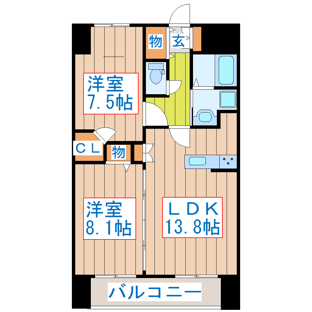 アークデュオ仙台苦竹の間取り