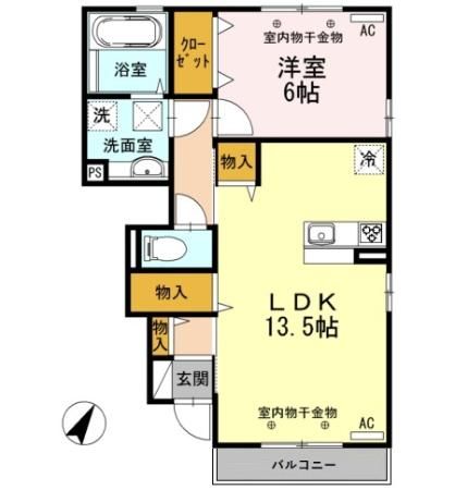 Ｄーｒｏｏｍ小矢部　A棟の間取り