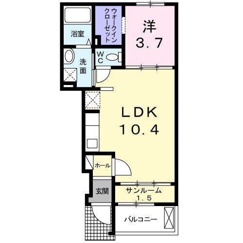 石岡市東光台のアパートの間取り