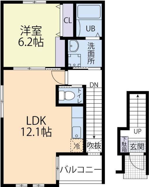 秩父市中宮地町のアパートの間取り