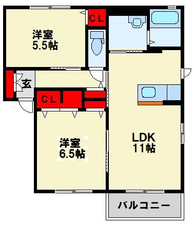 北九州市八幡東区日の出のアパートの間取り