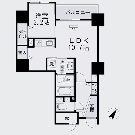 福岡市博多区博多駅前のマンションの間取り