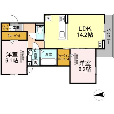 一宮市木曽川町黒田のアパートの間取り