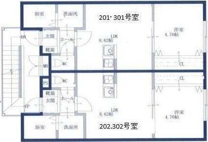 鎌ケ谷市道野辺本町のアパートの間取り