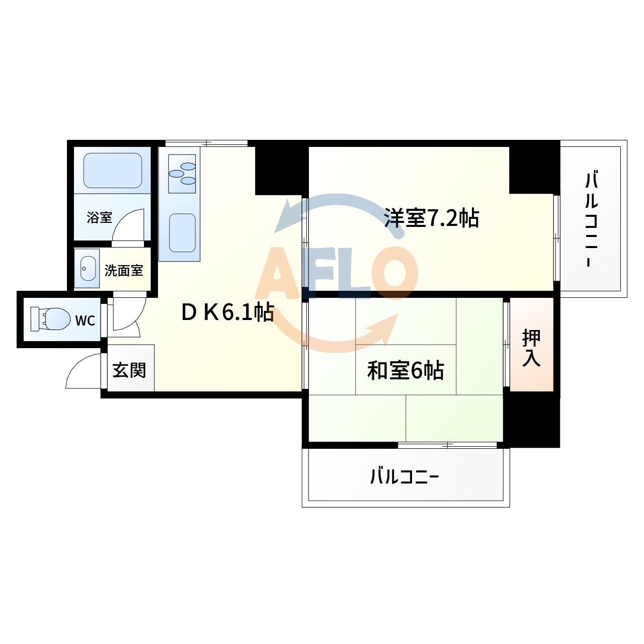 大阪市阿倍野区阿倍野元町のマンションの間取り