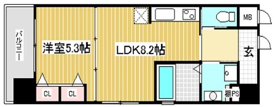 神戸市中央区磯辺通のマンションの間取り