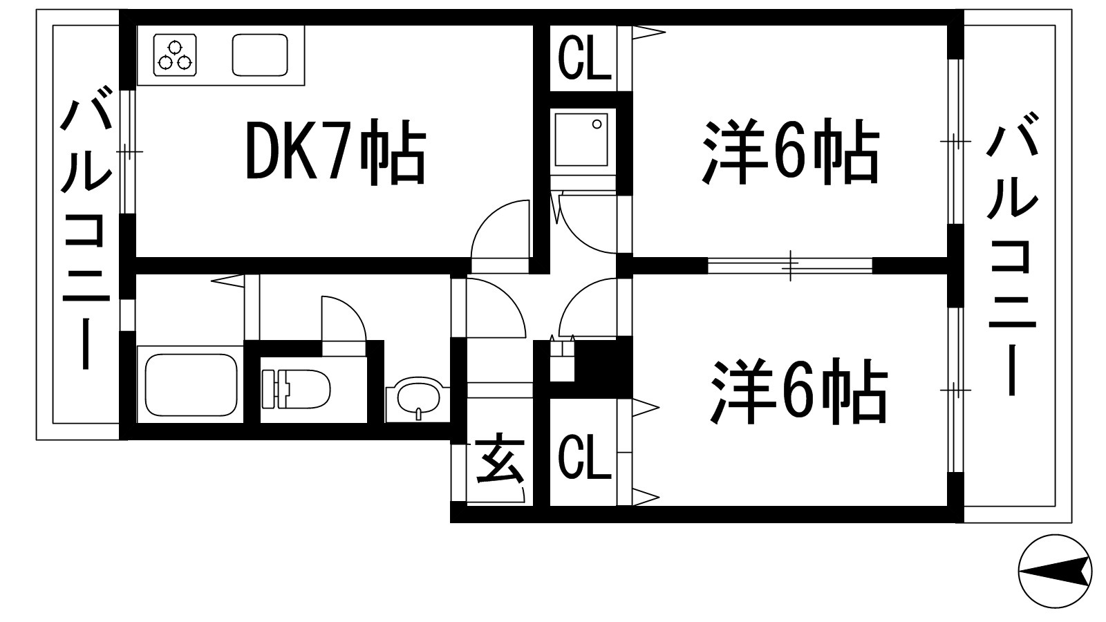 宝塚市売布東の町のマンションの間取り