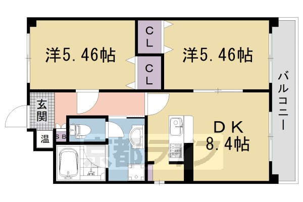 京都市中京区西ノ京中保町のマンションの間取り