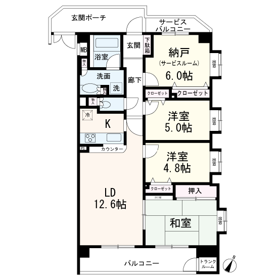 さいたま市北区日進町のマンションの間取り