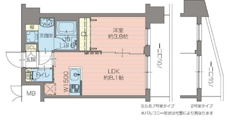 大阪市西淀川区御幣島のマンションの間取り