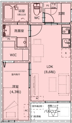 福山市三吉町のアパートの間取り