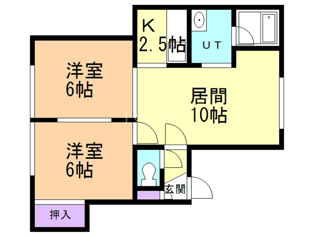 札幌市西区八軒四条東のアパートの間取り