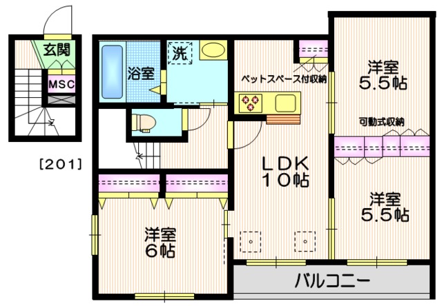 世田谷区新町のマンションの間取り