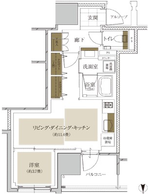 大阪市中央区内本町のマンションの間取り