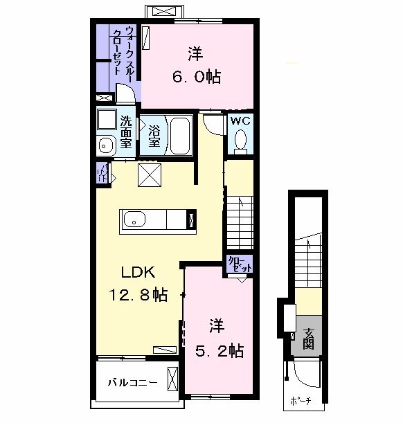 弥富市佐古木のアパートの間取り