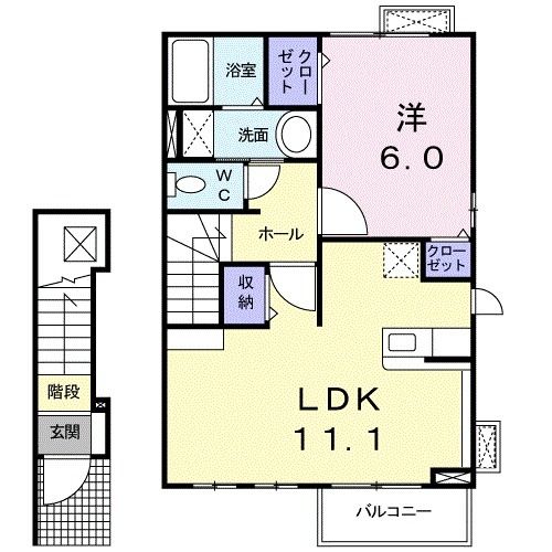 田村市船引町東部台のアパートの間取り