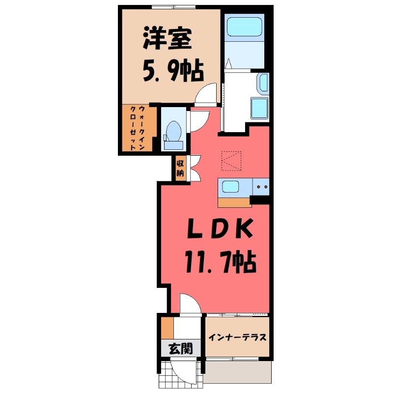 足利市福居町のアパートの間取り