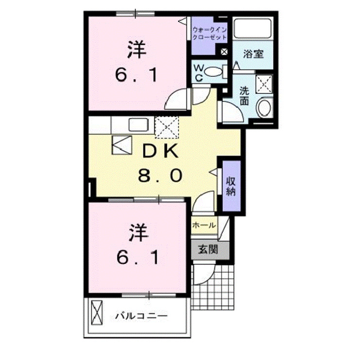 福山市加茂町のアパートの間取り