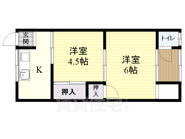 高槻市大冠町のアパートの間取り