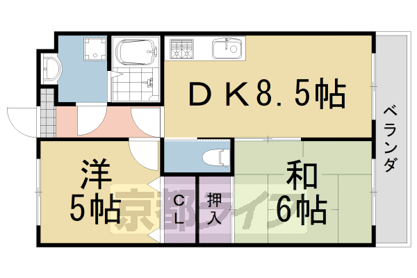 ＪＲ山陰本線 馬堀駅 徒歩5分 3階建 築31年の間取り写真