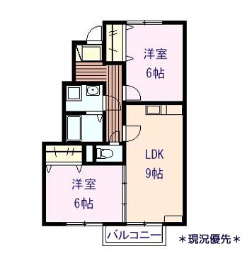 千曲市大字雨宮のアパートの間取り