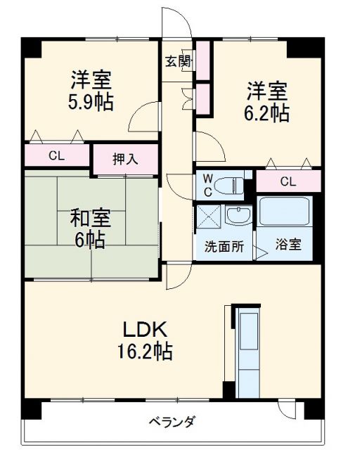 名古屋市東区白壁のマンションの間取り