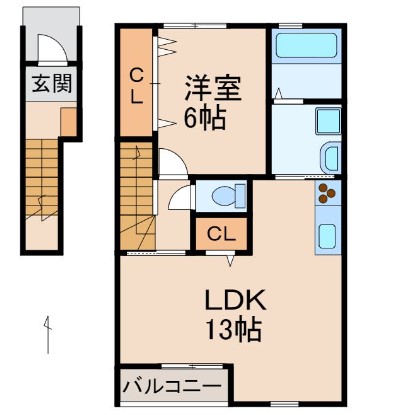 和歌山市毛見のアパートの間取り