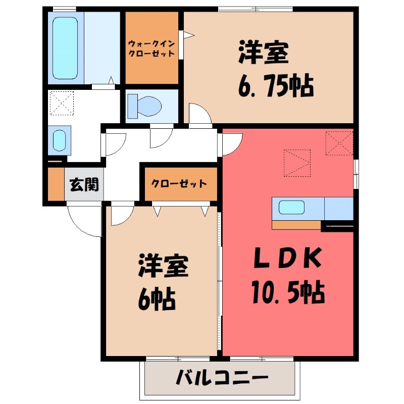 熊谷市末広のアパートの間取り