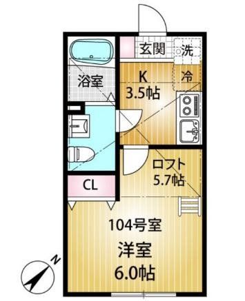 【横浜市緑区鴨居のアパートの間取り】