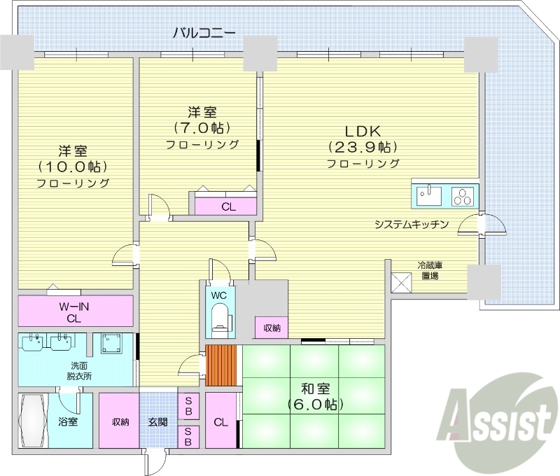 札幌市中央区南九条西のマンションの間取り