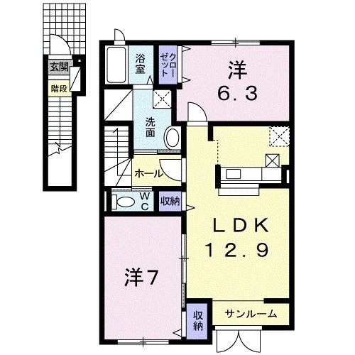 【札幌市北区新琴似八条のアパートの間取り】