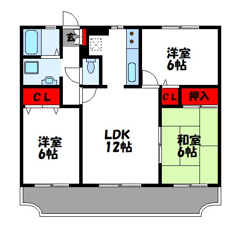 福岡市博多区月隈のマンションの間取り