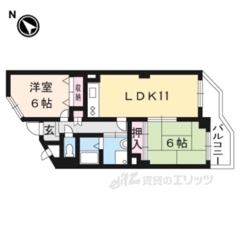 長岡京市久貝のマンションの間取り