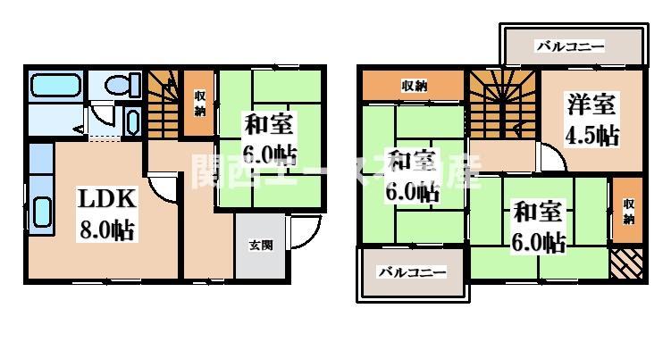 福万寺町１丁目貸家の間取り