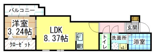 【北九州市戸畑区千防のアパートの間取り】