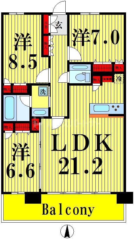 足立区西新井栄町のマンションの間取り