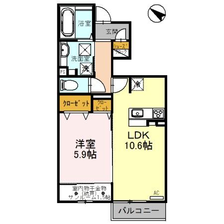 小矢部市芹川のアパートの間取り