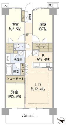 守谷市松並青葉のマンションの間取り