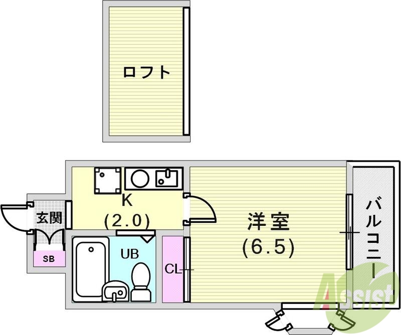 神戸市兵庫区東出町のアパートの間取り